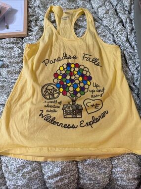 Pixar Yellow 'Paradise Falls' Women's Tank Top - Wilderness Explorer Graphic